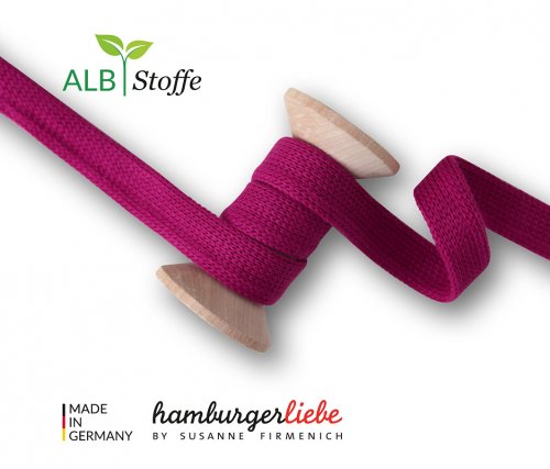 Bio Flachkordel - 2,0 cm - A57 - ciclamino - Albstoffe - Hamburger Liebe